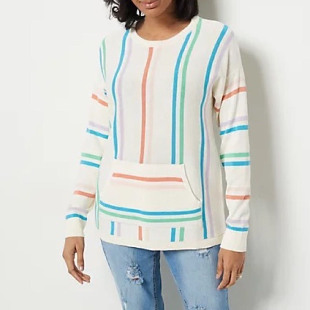 Studio Park x Amy Stran Striped Kangaroo Pocket Sweater